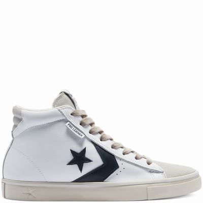 Converse Vulcanized Pro Leather Mid - Naisten Matalavartiset Tennarit - Valkoinen/Obsidian